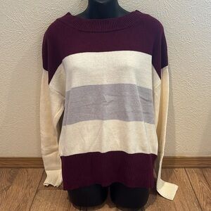 Lucky Brand Burgandy Multi Sweater